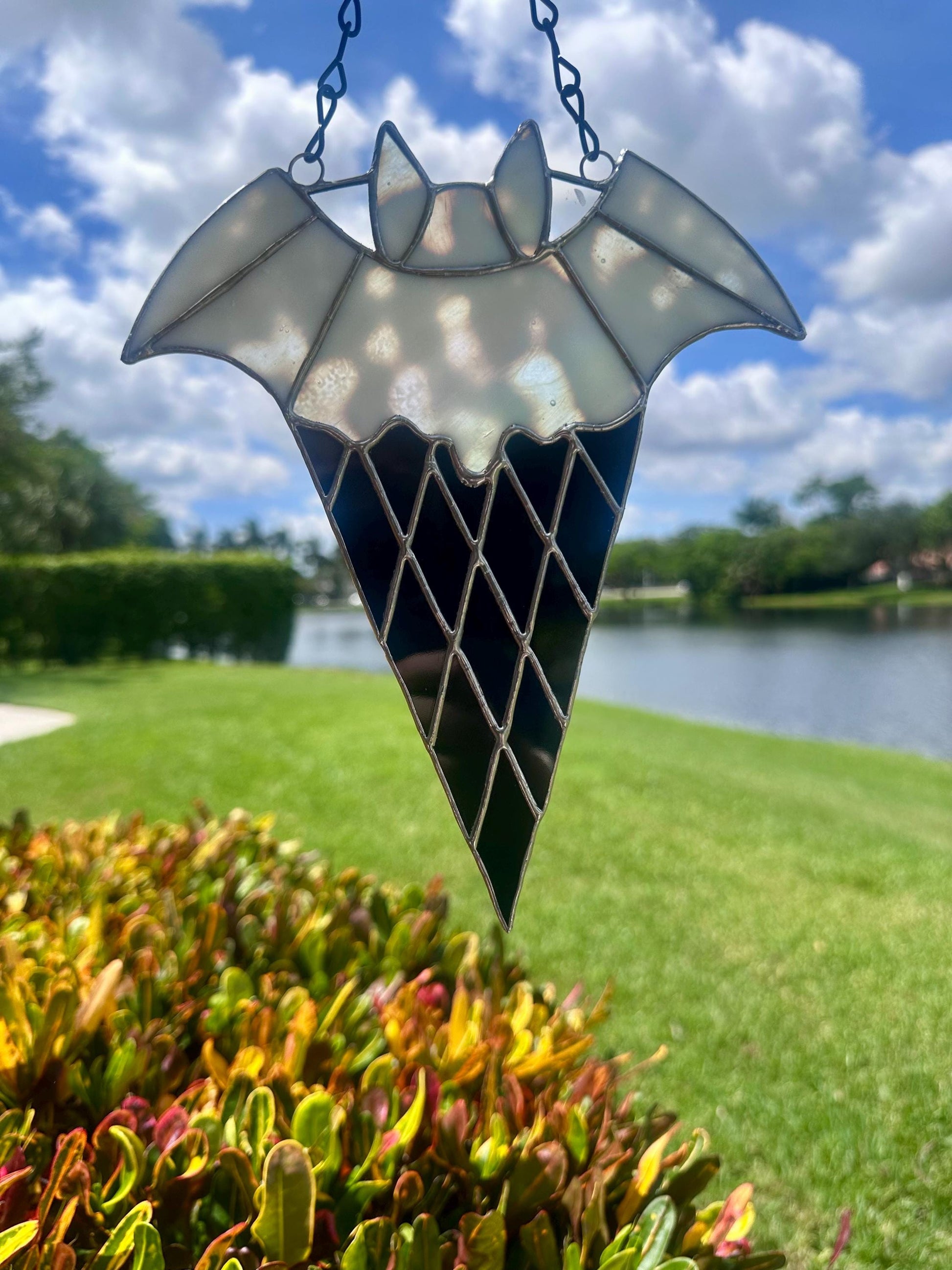 Bat Ice Cream Stained Glass Suncatcher - Summerween Home Decor