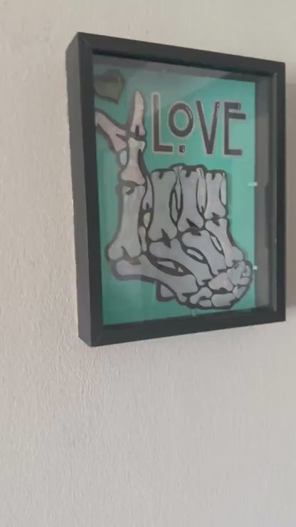 Stained Glass Skeleton Hand Love, Gothic Shadowbox Wall Hangings, Window Sun Catcher for the Perfect One-of-a-Kind Piece of Art