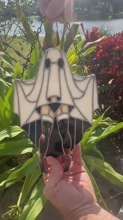 Sexy Female Ghost Stained Glass Suncatcher, Pin Up Spooky Boudoir Decor