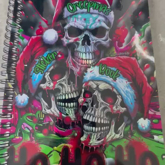 Merry Creepmas Skulls Reusable Sticker Book, Gothic Vibe Sticker Album, Perfect Gift to Personalize for Goth Lovers & Sticker Collectors