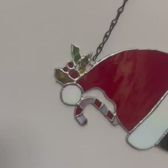 Stained Glass Santa Skull, Creepmas Gothic Home Decor