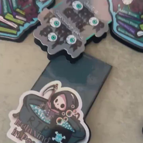 Just a Horror Girl – Magnetic Bookmark with Eyeball Art, Glossy or Holographic Finish