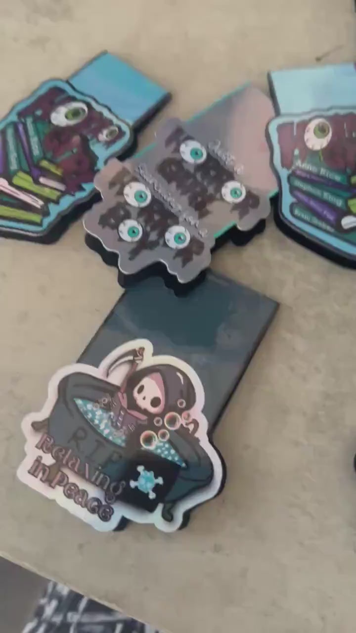 Just a Horror Girl – Magnetic Bookmark with Eyeball Art, Glossy or Holographic Finish