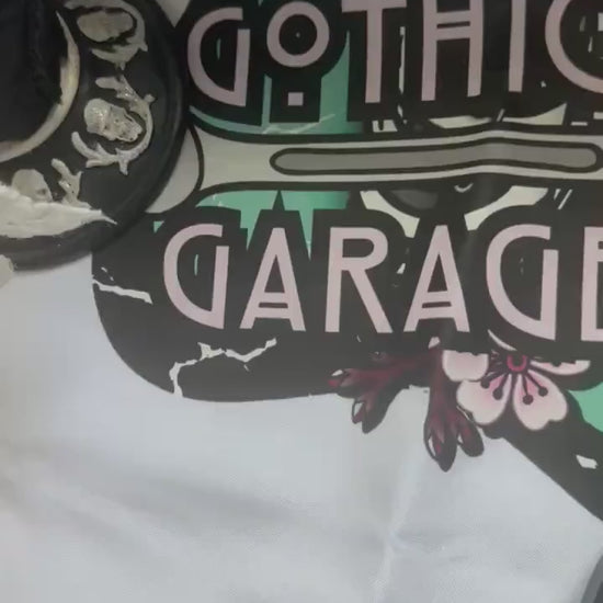 Punk Skeleton Rib Cage Sticker: Cherry Blossoms, Gothic, Waterproof