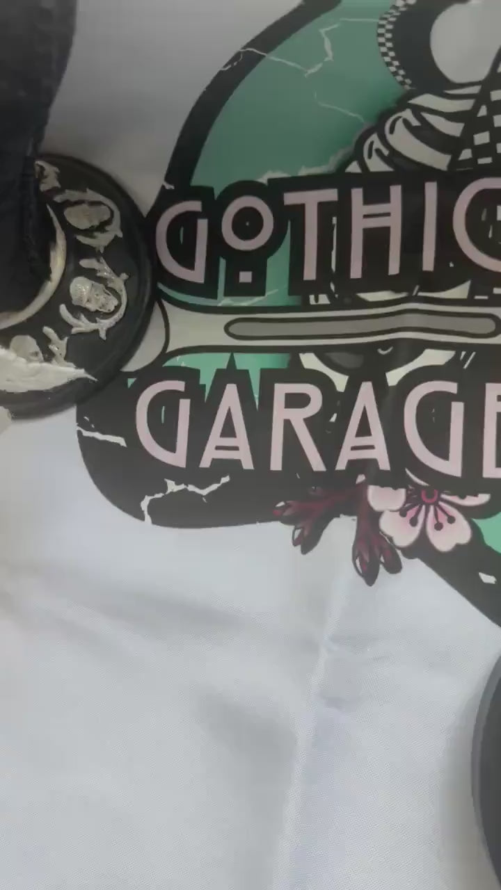 Punk Skeleton Rib Cage Sticker: Cherry Blossoms, Gothic, Waterproof