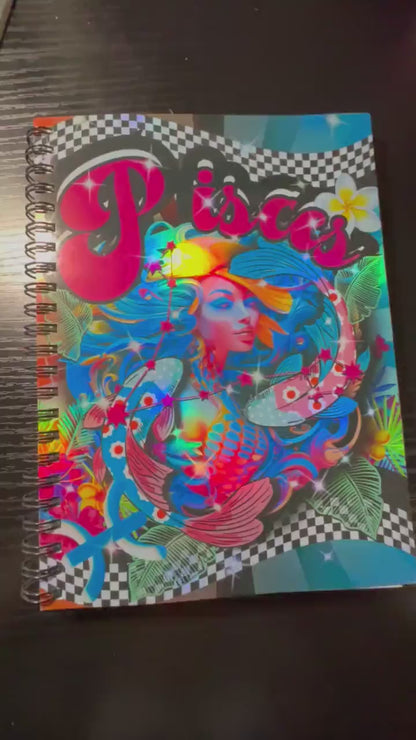 Spiral Notebook Journal: Pisces Zodiac Holographic Astrology Notebook for Daily Notes, Diary or Personal Organizer