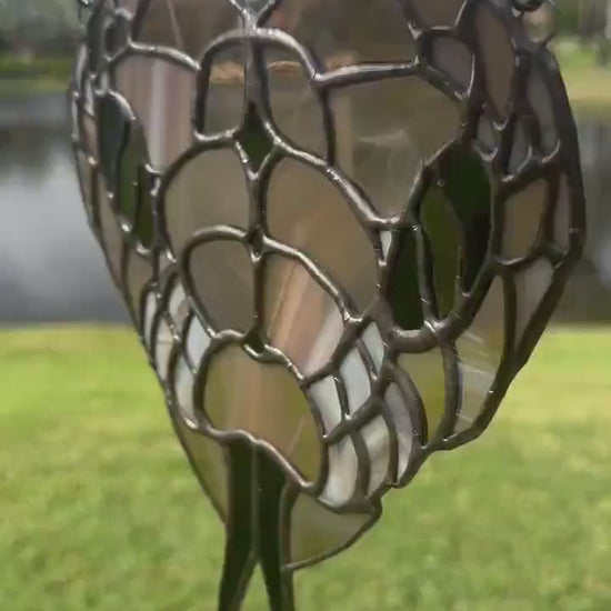 Snake Head Heart Stained Glass – Gothic Reptile Suncatcher for Alt Decor, Handmade Wall Art