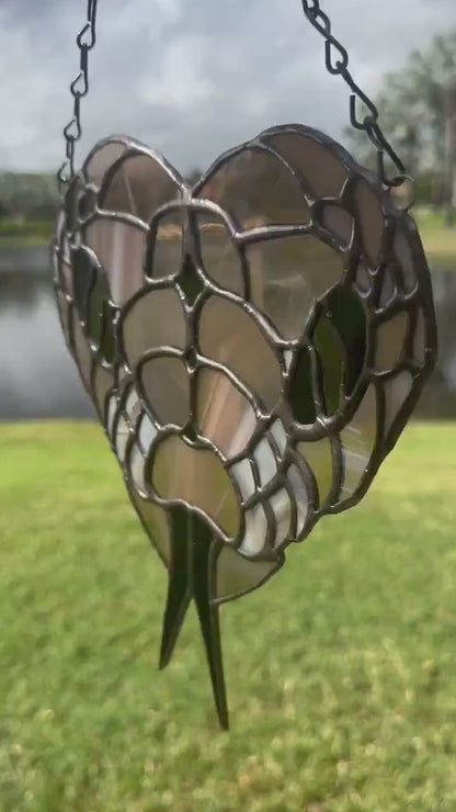 Snake Head Heart Stained Glass – Gothic Reptile Suncatcher for Alt Decor, Handmade Wall Art