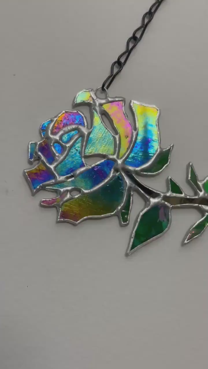 Stained Glass Skeleton Death Rose, Gothic Wall Hangings, Window Sun Catcher for the Perfect One-of-a-Kind Piece of Art