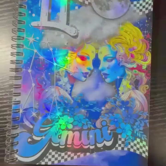 Spiral Notebook Journal: Gemini Zodiac Holographic Astrology Notebook for Daily Notes, Diary or Personal Organizer