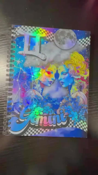 Spiral Notebook Journal: Gemini Zodiac Holographic Astrology Notebook for Daily Notes, Diary or Personal Organizer