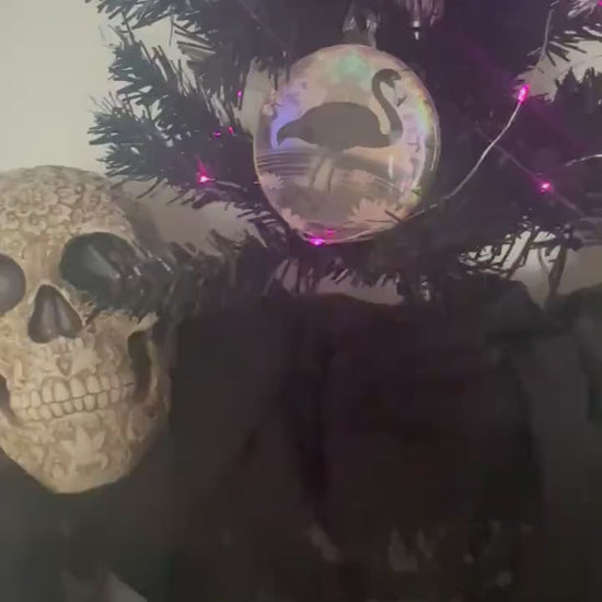 Black Flamingo Ornament – Gothic Tropical Decor for Creepy Christmas or Year-Round Display