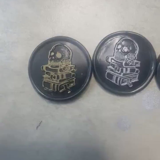 Gothic Skull & Books Wax Seal – Black Adhesive Seal for Wedding Invites,  Letters and Journals
