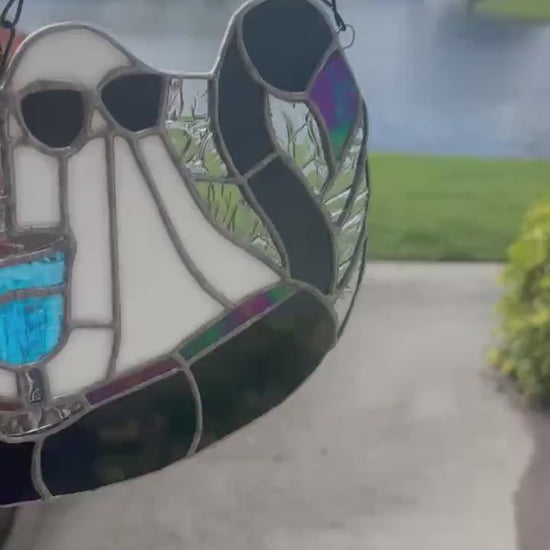 Beach Goth Ghost Stained Glass – Spooky Summer Ghost Suncatcher for Gothic Home Décor
