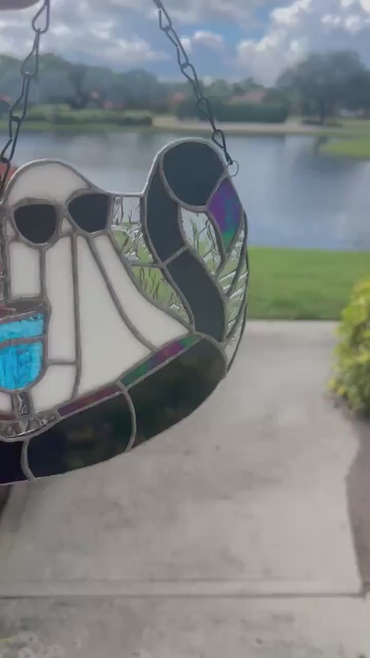 Beach Goth Ghost Stained Glass – Spooky Summer Ghost Suncatcher for Gothic Home Décor