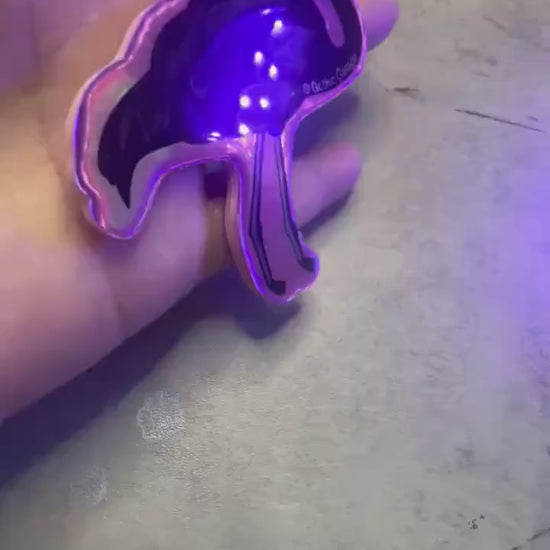 Gothic Black Flamingo Keychain: Holographic Acrylic Alt Accessory