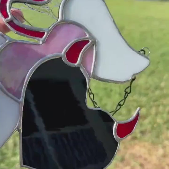 Gothic Stained Glass Devil Angel - Good vs Evil Window Hanging