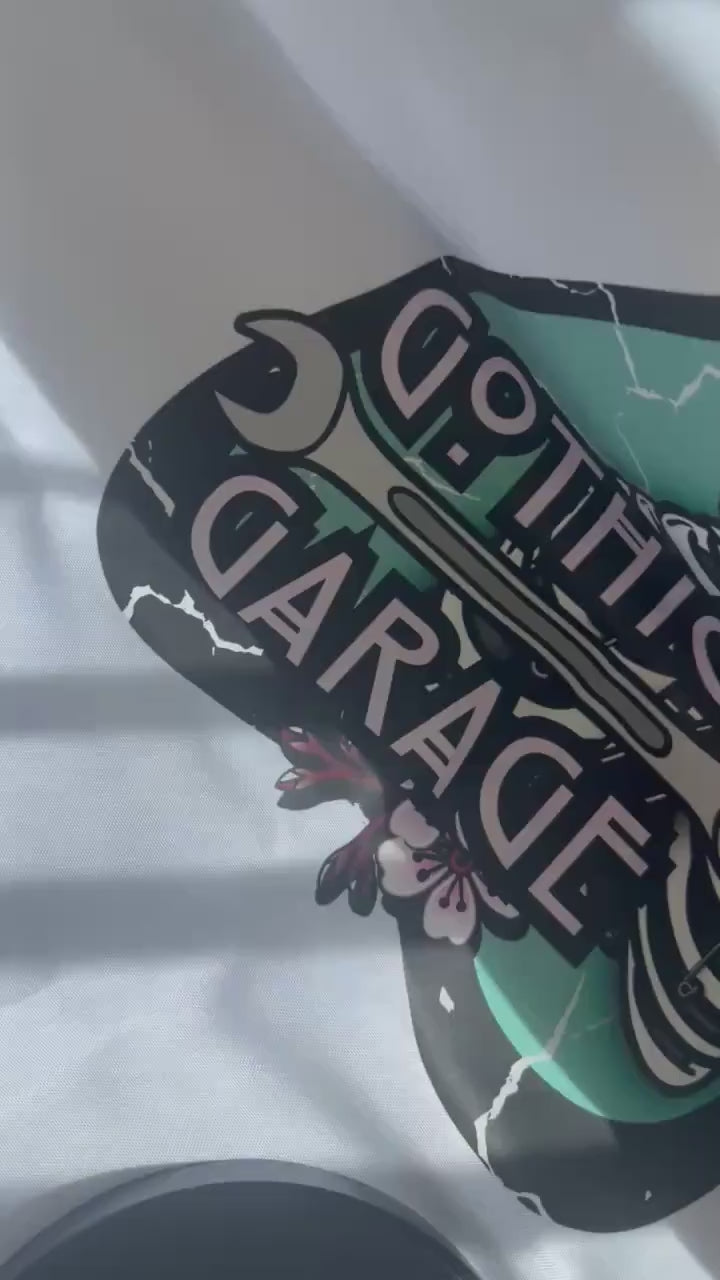 Naughty Goth Sticky Buns Sticker – Waterproof Die Cut, Glossy or Holographic Finish, Fun Gothic Humor Decal