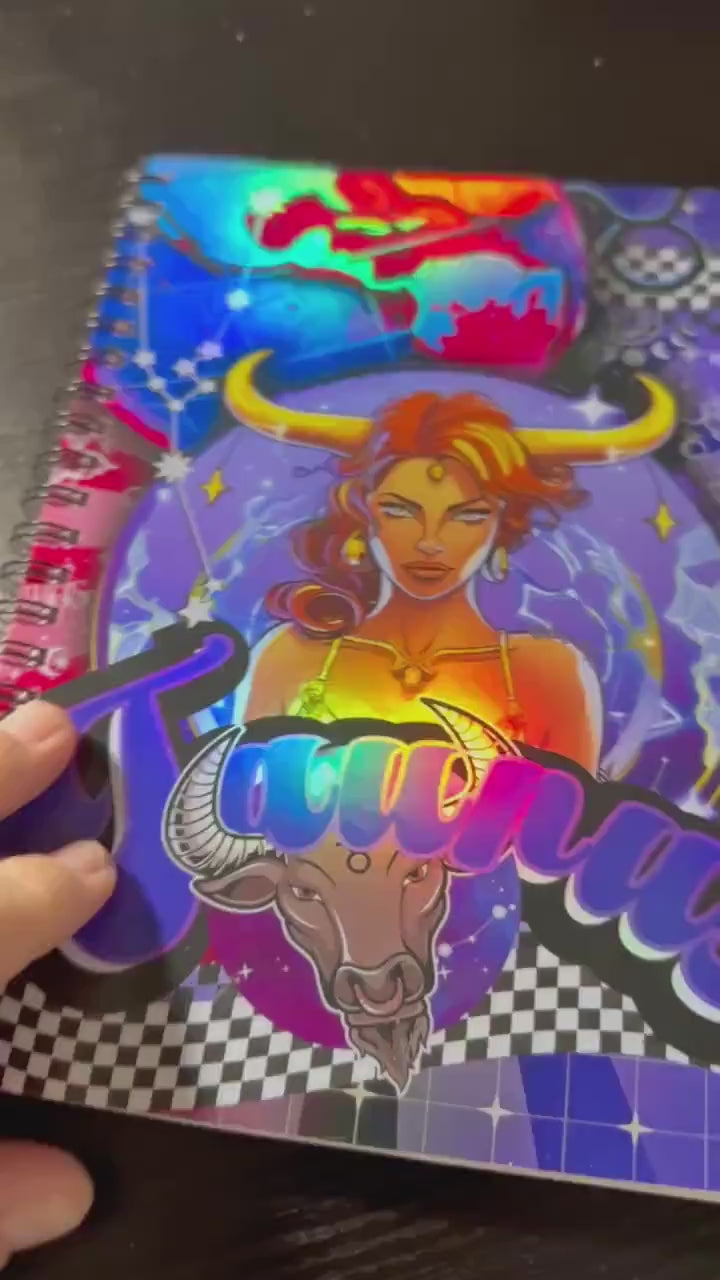 Spiral Notebook Journal: Taurus Zodiac Holographic Astrology Notebook for Daily Notes, Diary or Personal Organizer