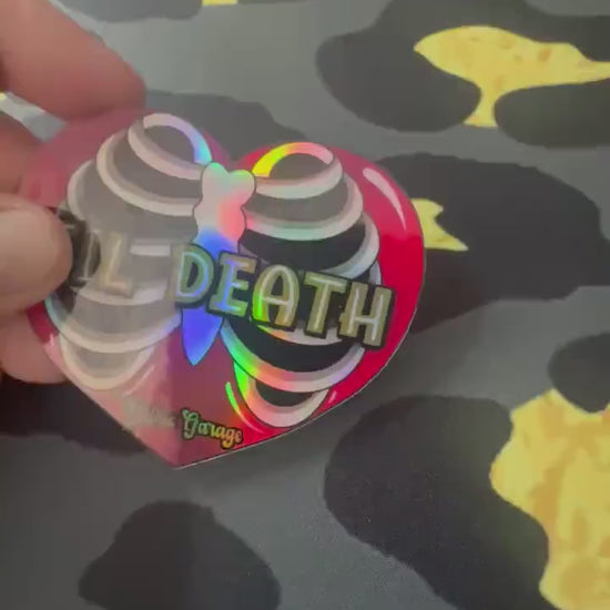 Til Death Skeleton Heart Waterproof Sticker | Gothic Love Vinyl Decal