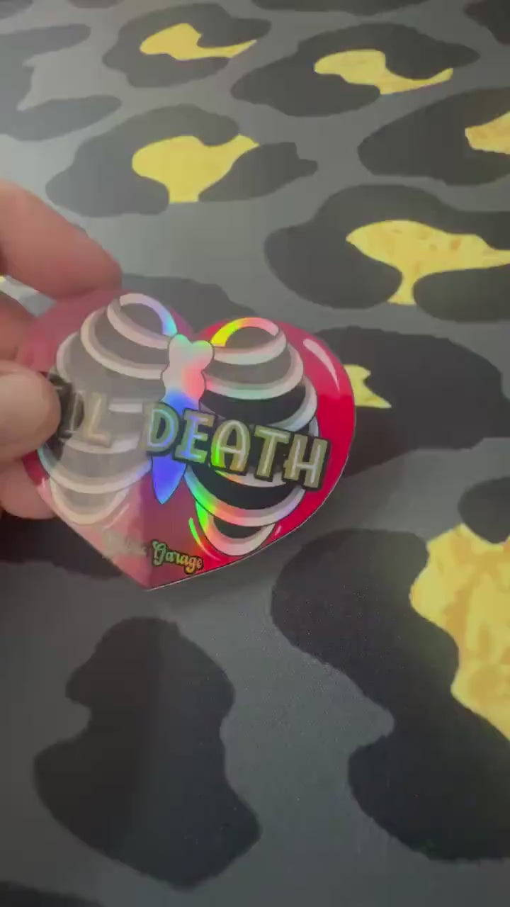 Til Death Skeleton Heart Waterproof Sticker | Gothic Love Vinyl Decal