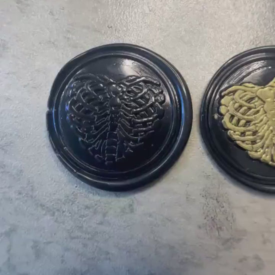Gothic Ribcage Wax Seal – Dark Anatomical Wax Seal Stickers for Invitations, Stationery & Journals