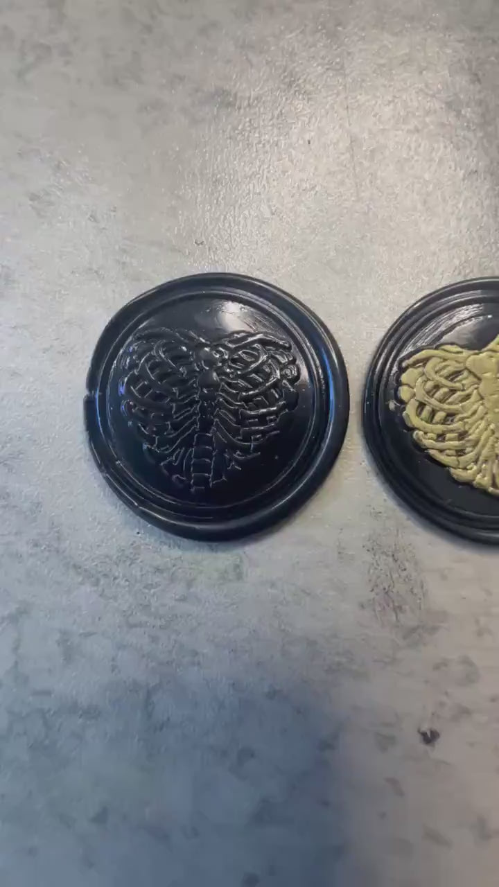 Gothic Ribcage Wax Seal – Dark Anatomical Wax Seal Stickers for Invitations, Stationery & Journals