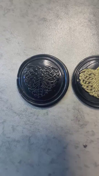Gothic Ribcage Wax Seal – Dark Anatomical Wax Seal Stickers for Invitations, Stationery & Journals