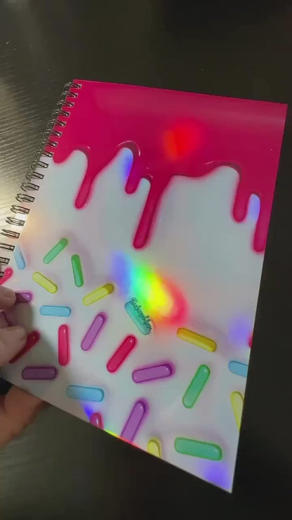 Spiral Notebook Journal: Sprinkles & Icing Holographic Notebook for Daily Notes, Diary or Personal Organizer