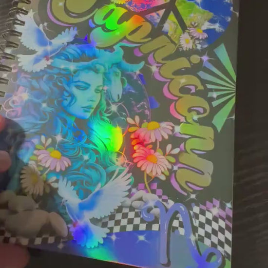 Spiral Notebook Journal: Capricorn Zodiac Holographic Astrology Notebook for Daily Notes, Diary or Personal Organizer