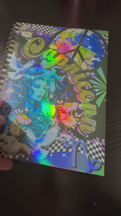 Spiral Notebook Journal: Capricorn Zodiac Holographic Astrology Notebook for Daily Notes, Diary or Personal Organizer