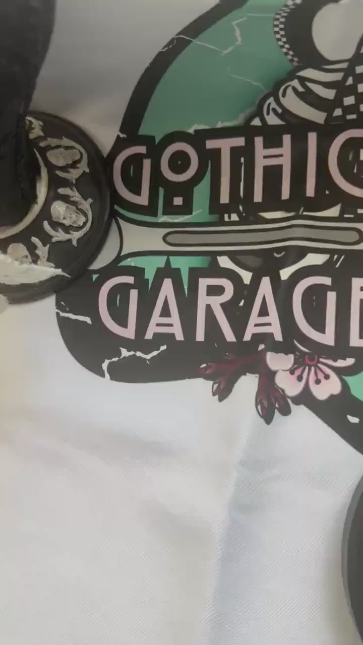 Neon Red Coffin Motel Sticker: Gothic Waterproof Die Cut